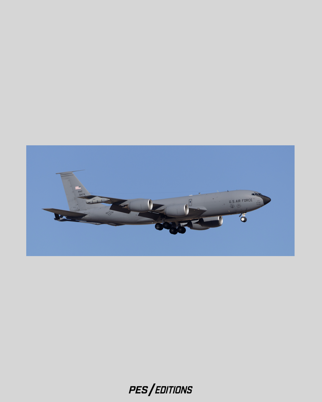 Classic clean profile of a Boeing KC-135R Stratotanker, Tail 91476 from the 92nd Air Refueling Wing out of Fairchild AFB, capturing decades of military history on final landing approach by Phil Schmauder.